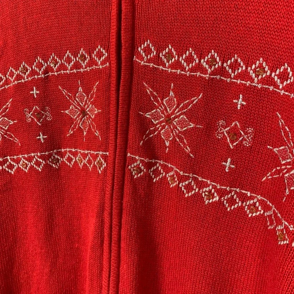 Knit Christmas‎ Snowflake Full Zip Christmas Sweater Cardigan Women's Large